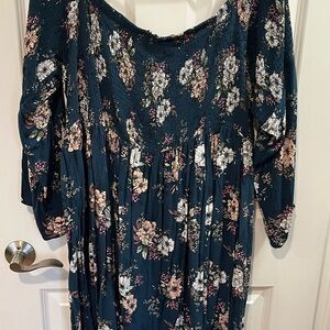 torrid Teal Floral Smocked Maxi Dress